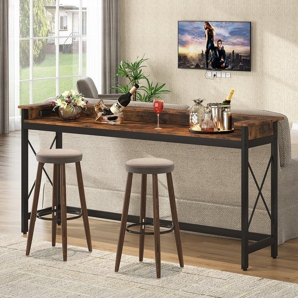 Console Table with Outlets and USB Ports， 71 inch Long Sofa Table Behind Couch