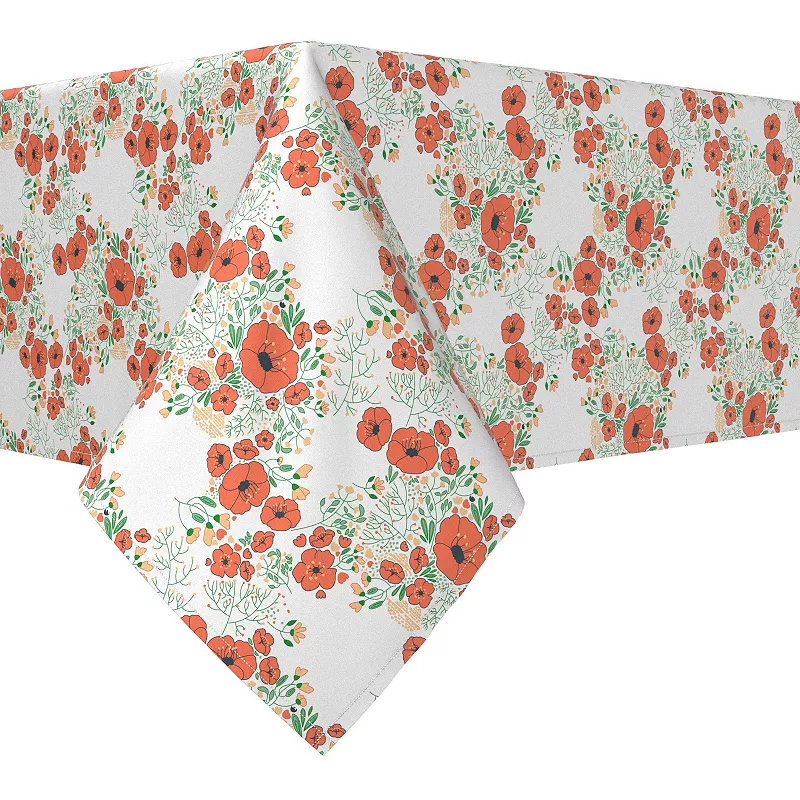 Rectangular Tablecloth， 100% Cotton， 52x104， Summer Floral Design