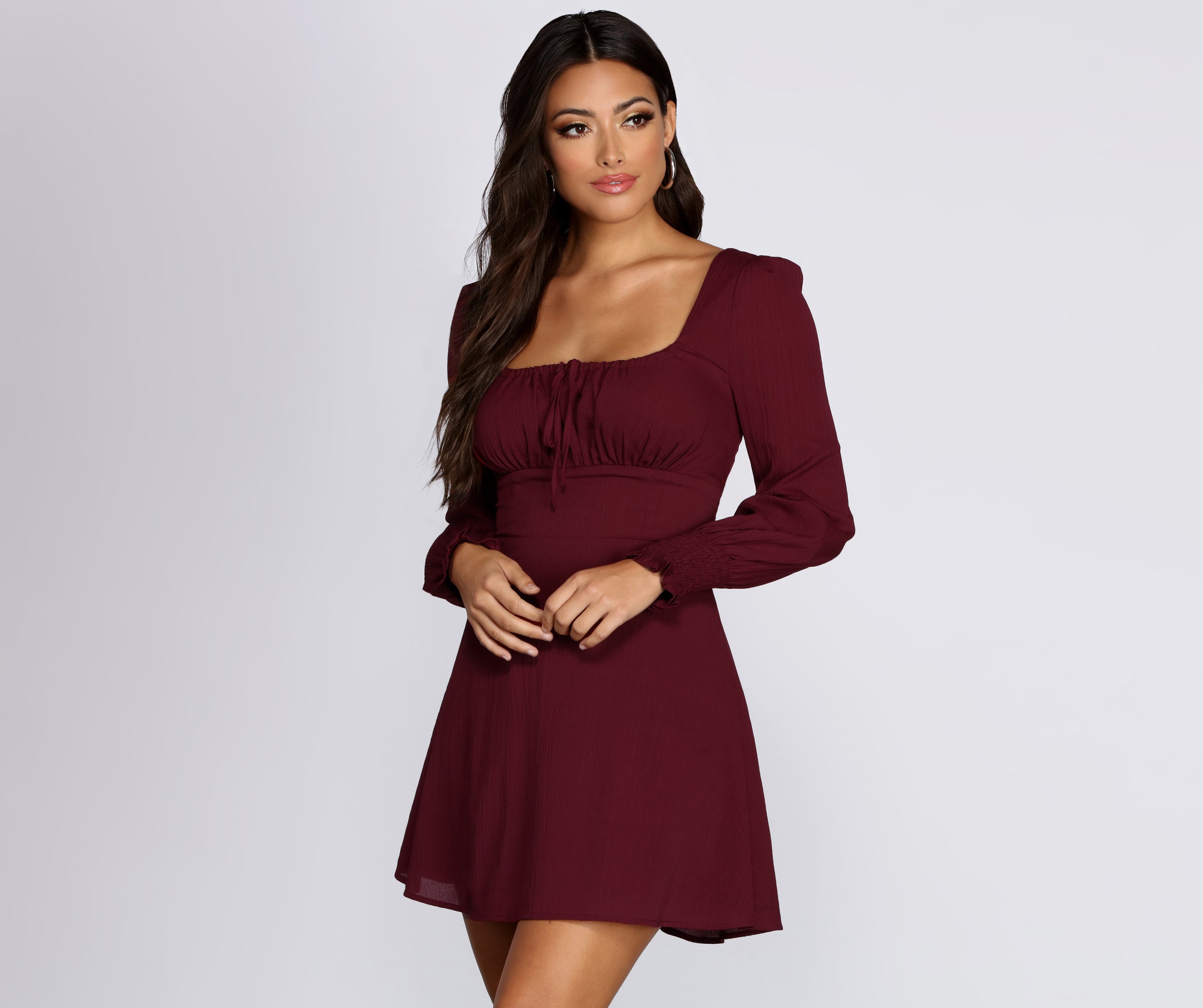 Long Sleeve Peasant Mini Dress