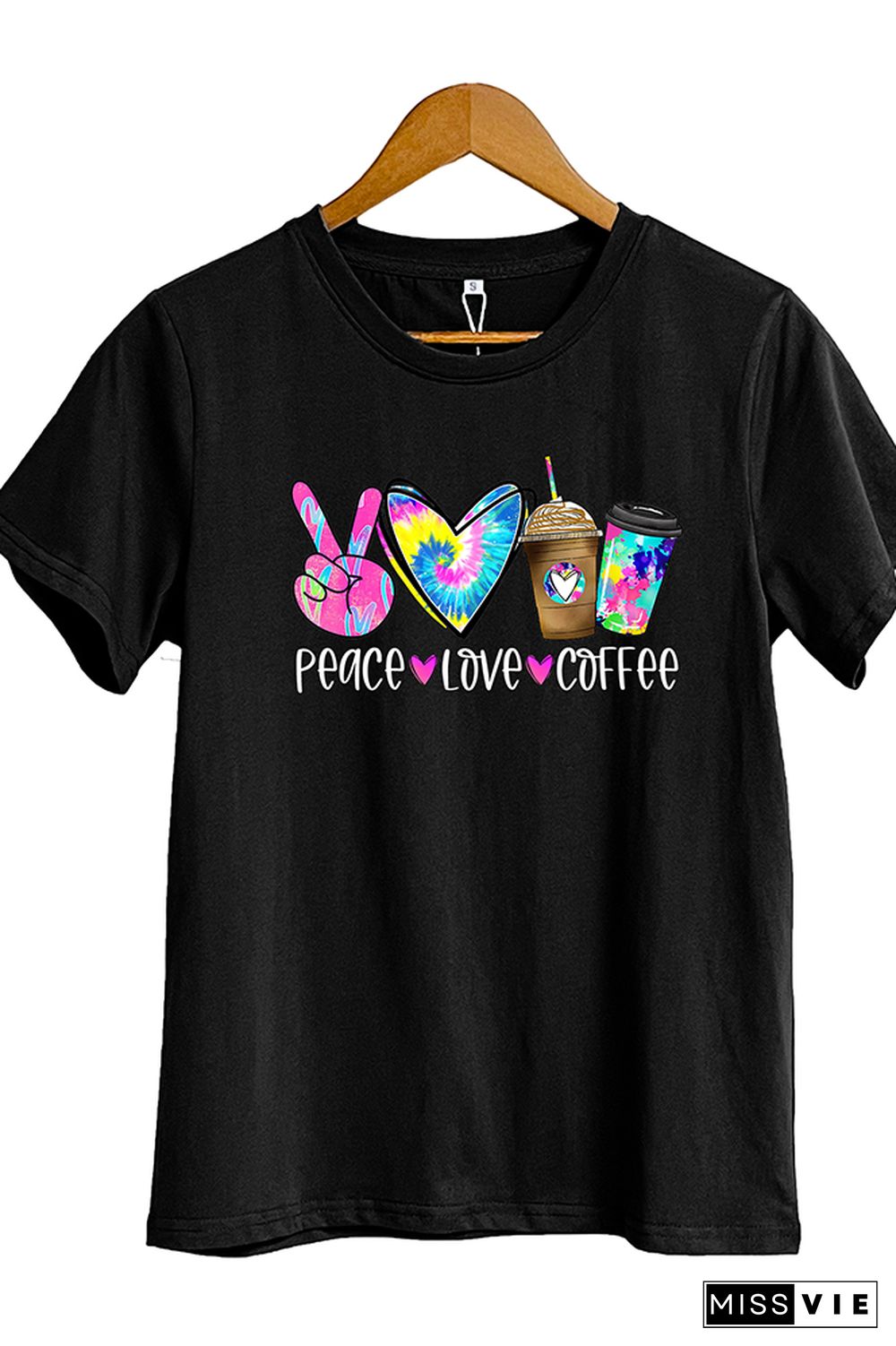 Peace Love Coffee Short Sleeve Graphic Tee Wholesale