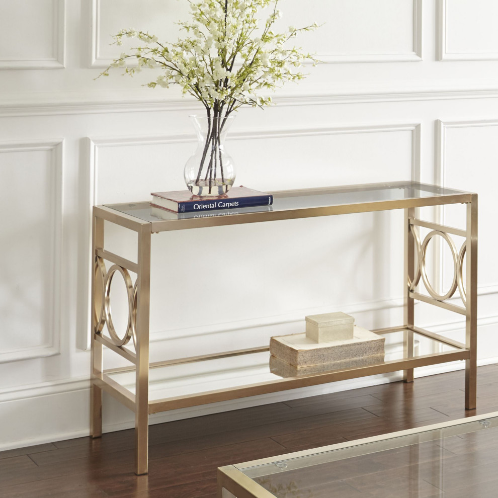 Olympia Sofa Table Gold   Contemporary   Console Tables   by HedgeApple  Houzz