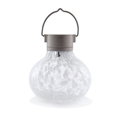 Allsop Home and Garden Solar Tea Lantern， Handblown Glass with Solar Panel and LED Light， Weather-Resistant for Outdoor