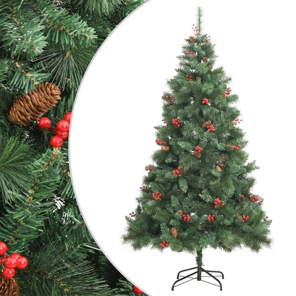 vidaXL Christmas Tree Artificial Hinged Christmas Tree with Cones and Berries