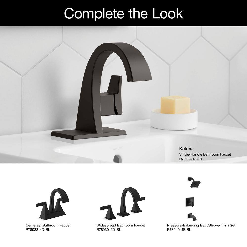 KOHLER Katun Single Hole or 4 in. Centerset Single-Handle Bathroom Faucet in Matte Black K-R78037-4D-BL