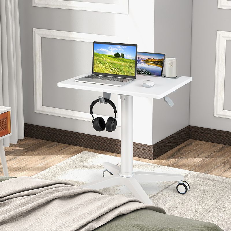 Mobile Laptop Desk with Tablet Holder for Home Office-White