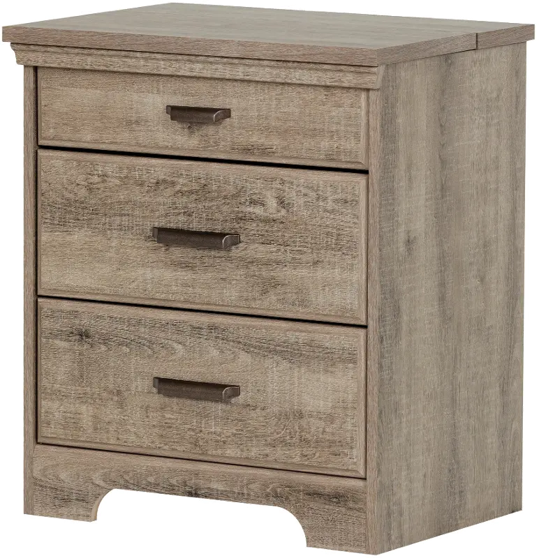 Versa Weathered Oak Nightstand with Charging Station - South Shore