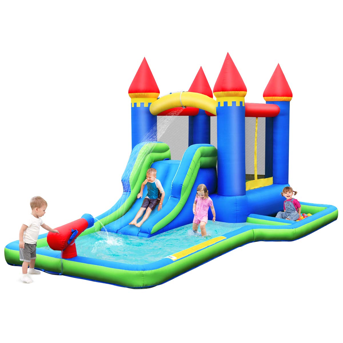 BOUNTECH Inflatable Bounce House | Kids Castle Water Slide with Climbing Wall for Backyard