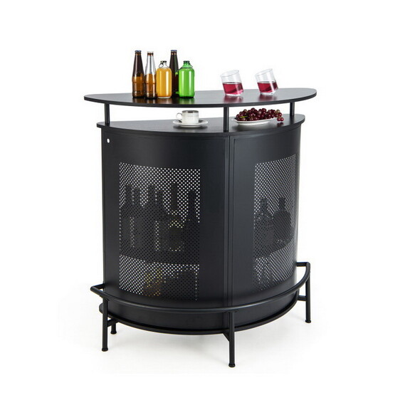 Costway 74638295 4 Tier Liquor Bar Table with 3 Gl...