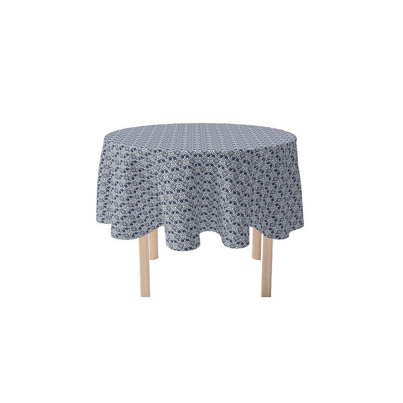 Round Tablecloth， 100% Polyester， 90 Round， Cranes in Damask