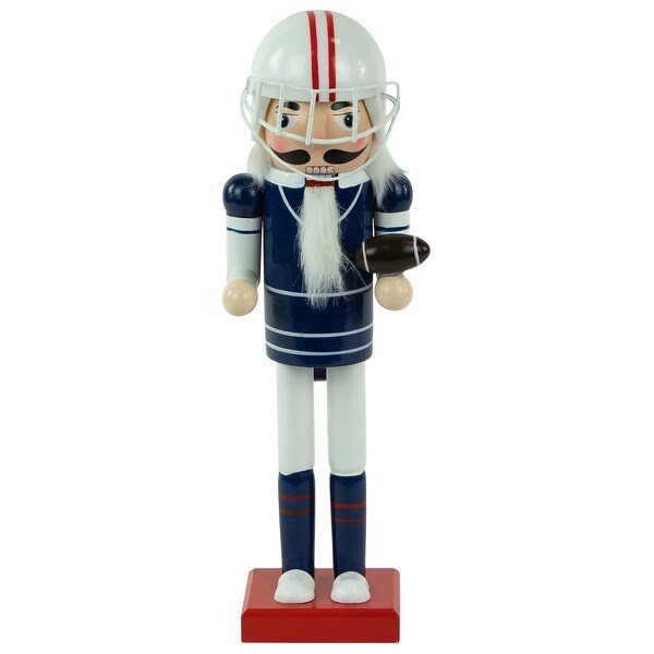 14 Red and White Wooden Christmas Nutcracker Football Player