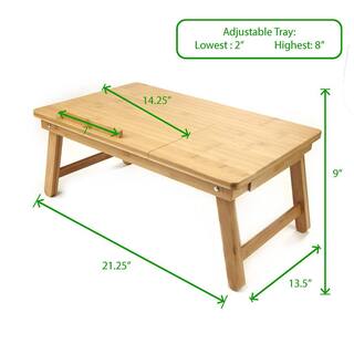 Mind Reader Eco-Friendly Adjustable Bamboo Laptop Bed Tray with Drawer Brown BEDTRAYBM-BRN