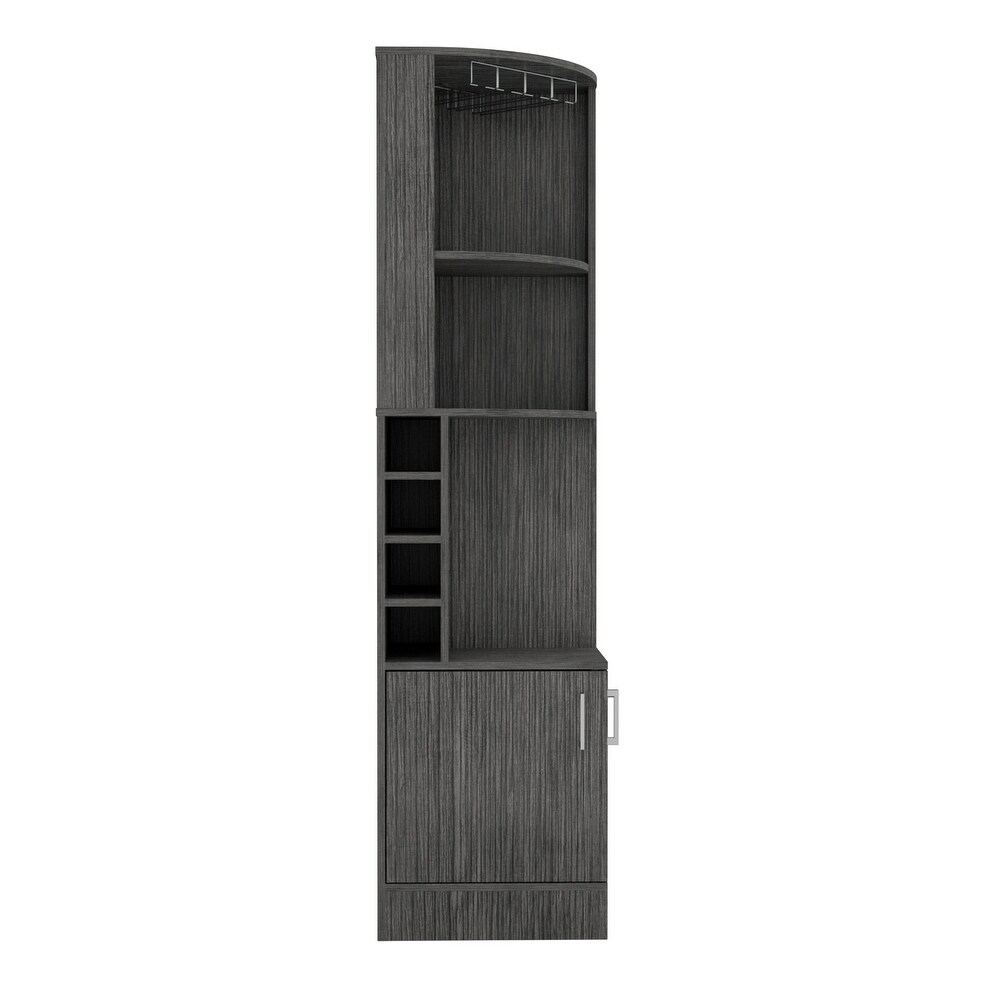 8 Bottle 2 Shelf Bar Cabinet with a central open shelf on each side