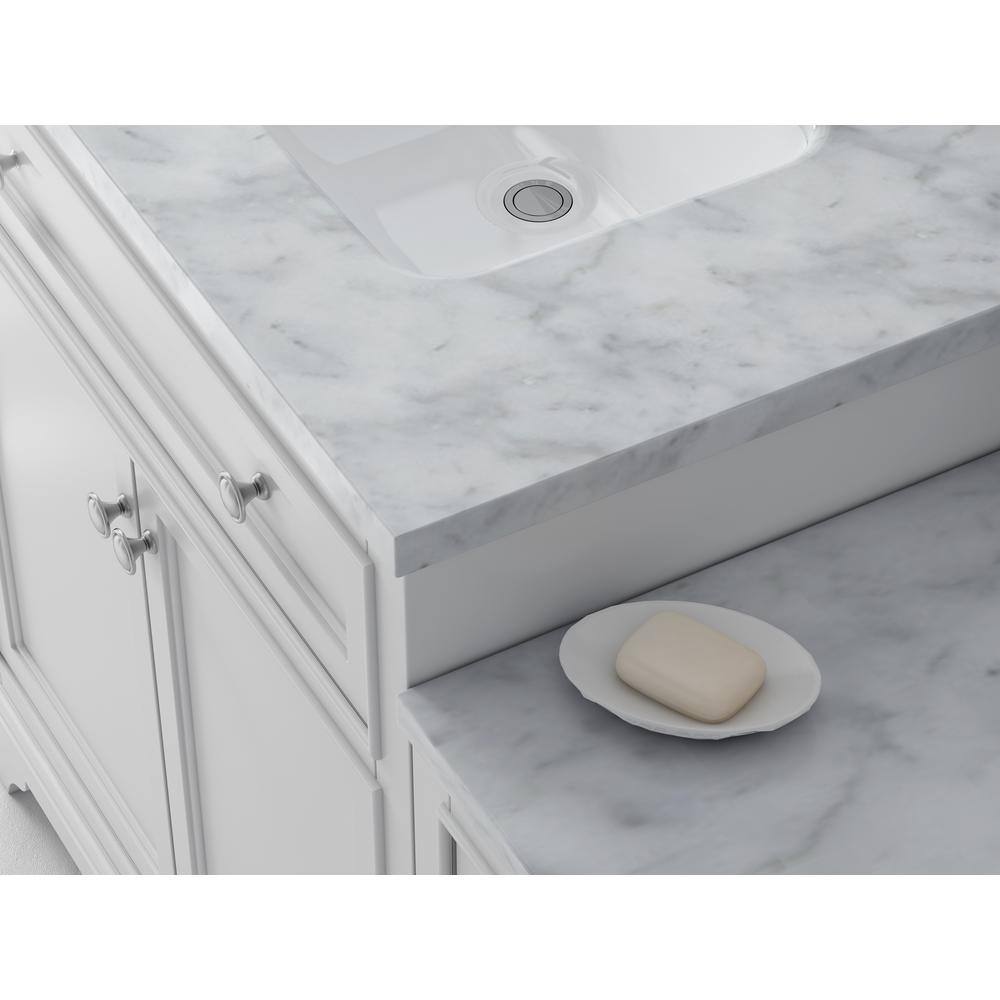 Home Decorators Collection Mornington 54 in. W x 21 in. D x 38 in. H Single Bath Vanity in White with Marble Vanity Top in White with White Sink MD-V036-2017-WH