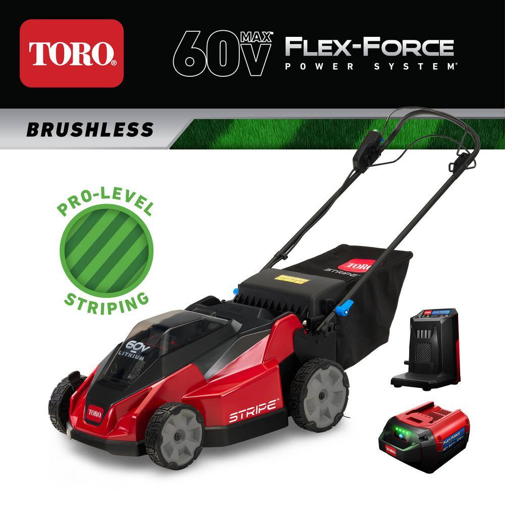 Toro 60V MAX* 21 in. Stripe Self-Propelled Mower - 5.0 Ah BatteryCharger Included 21620