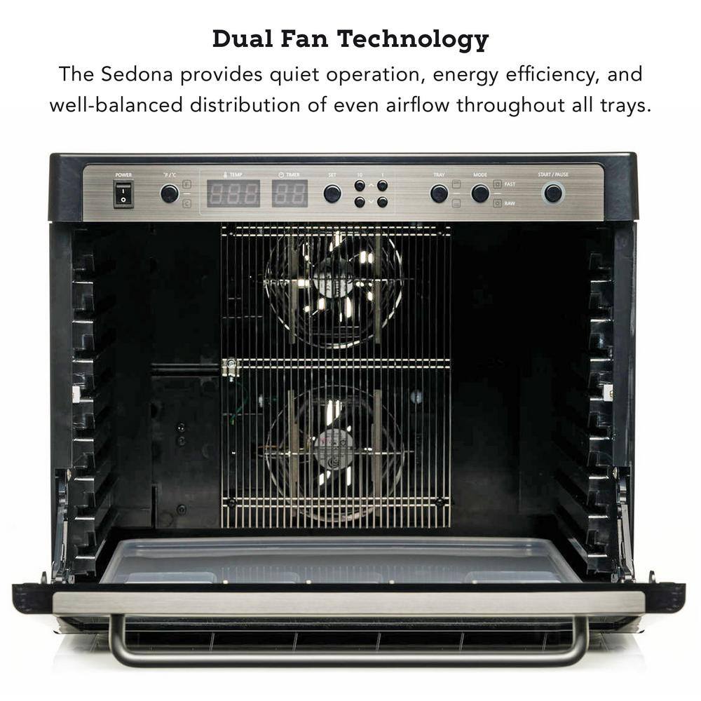 Tribest Sedona Combo 9-Tray Black Stainless Steel Food Dehydrator with Built-In Timer SD-P9150-B