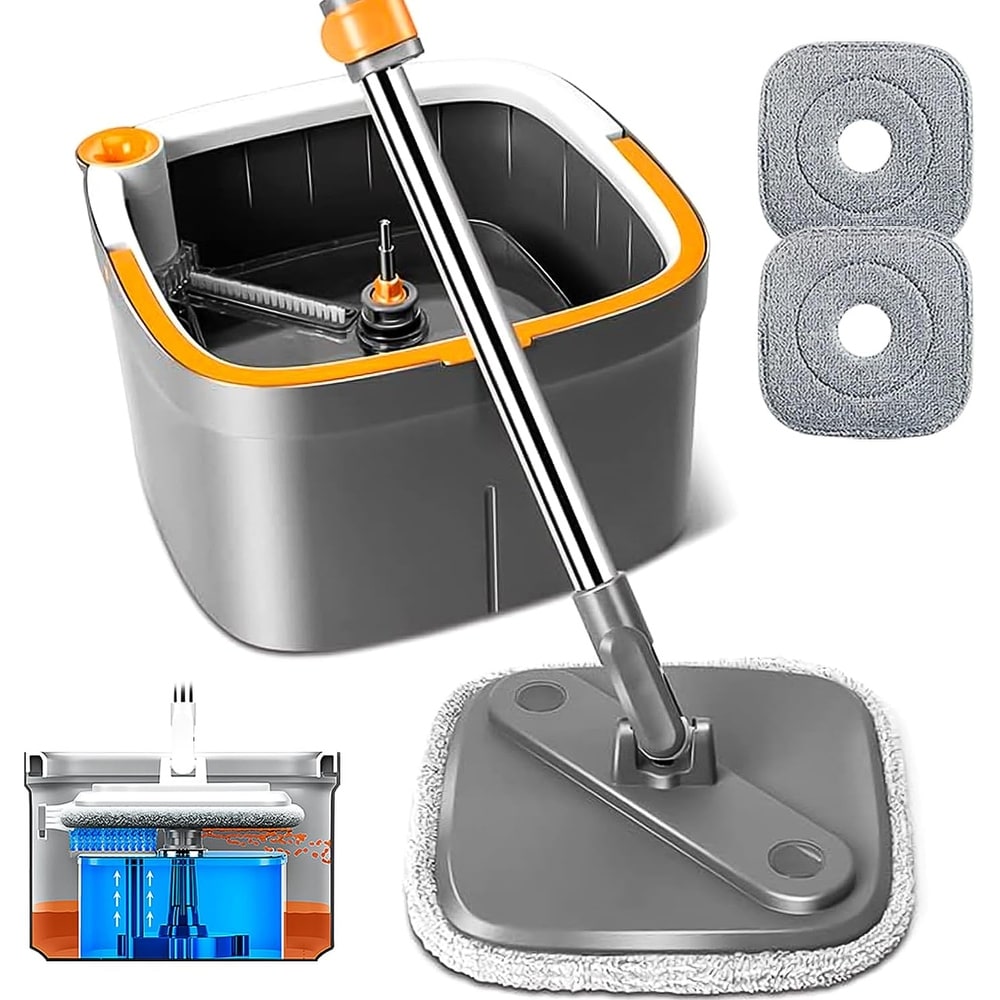 Spin Mop and Bucket Set with Self Separation M16 Dirty and Clean Water System