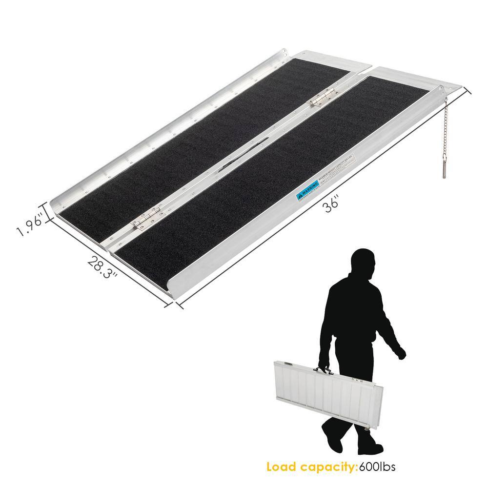 Karl home 3 ft. Portable Aluminum Threshold Ramp Fit For Wheelchair Scooter Doorway Access Door Anti Slip Ramp 616295951677