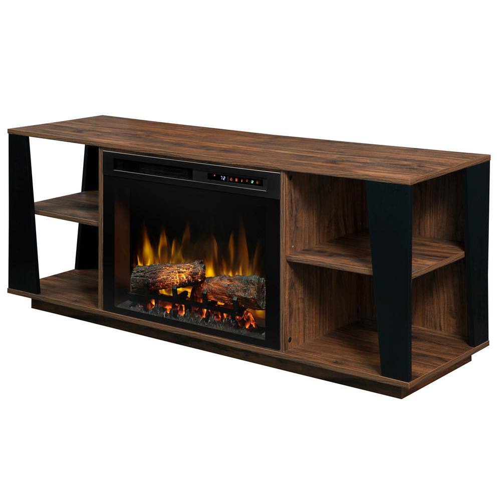 Dimplex Arlo 60 in. Electric Fireplace with Glass Ember Bed in Walnut with 26 in. Media Console GDS26G8-1918TW