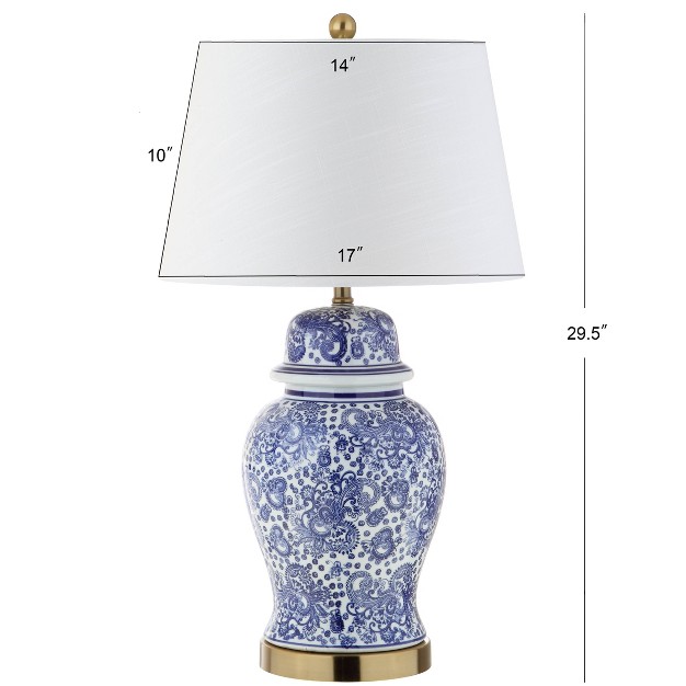 Ceramic Ellis Table Lamp includes Led Light Bulb Blue Jonathan Y