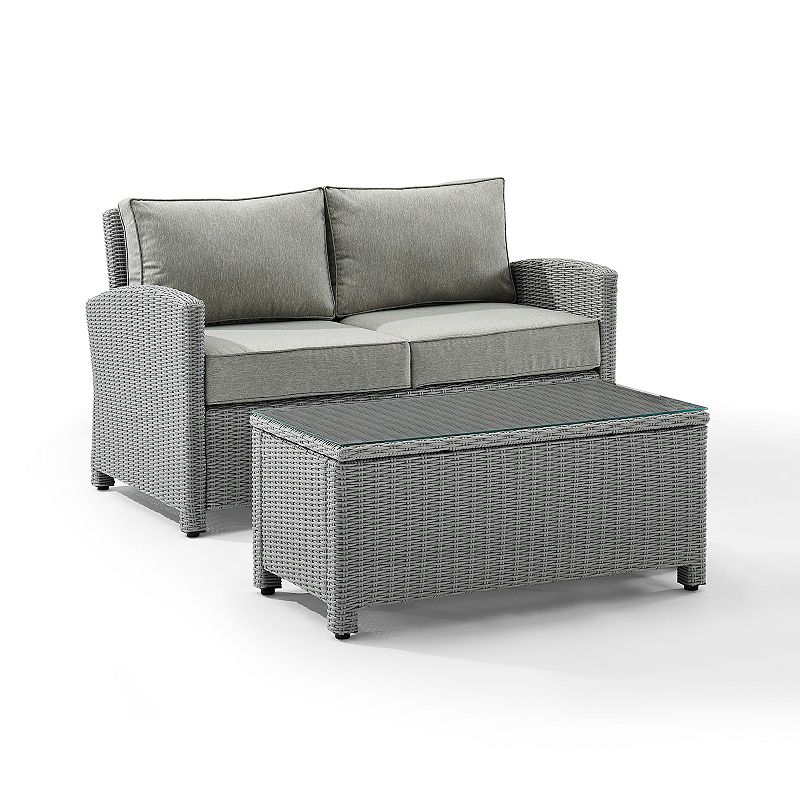 Crosley Bradenton Wicker Loveseat and Coffee Table 2-piece Set