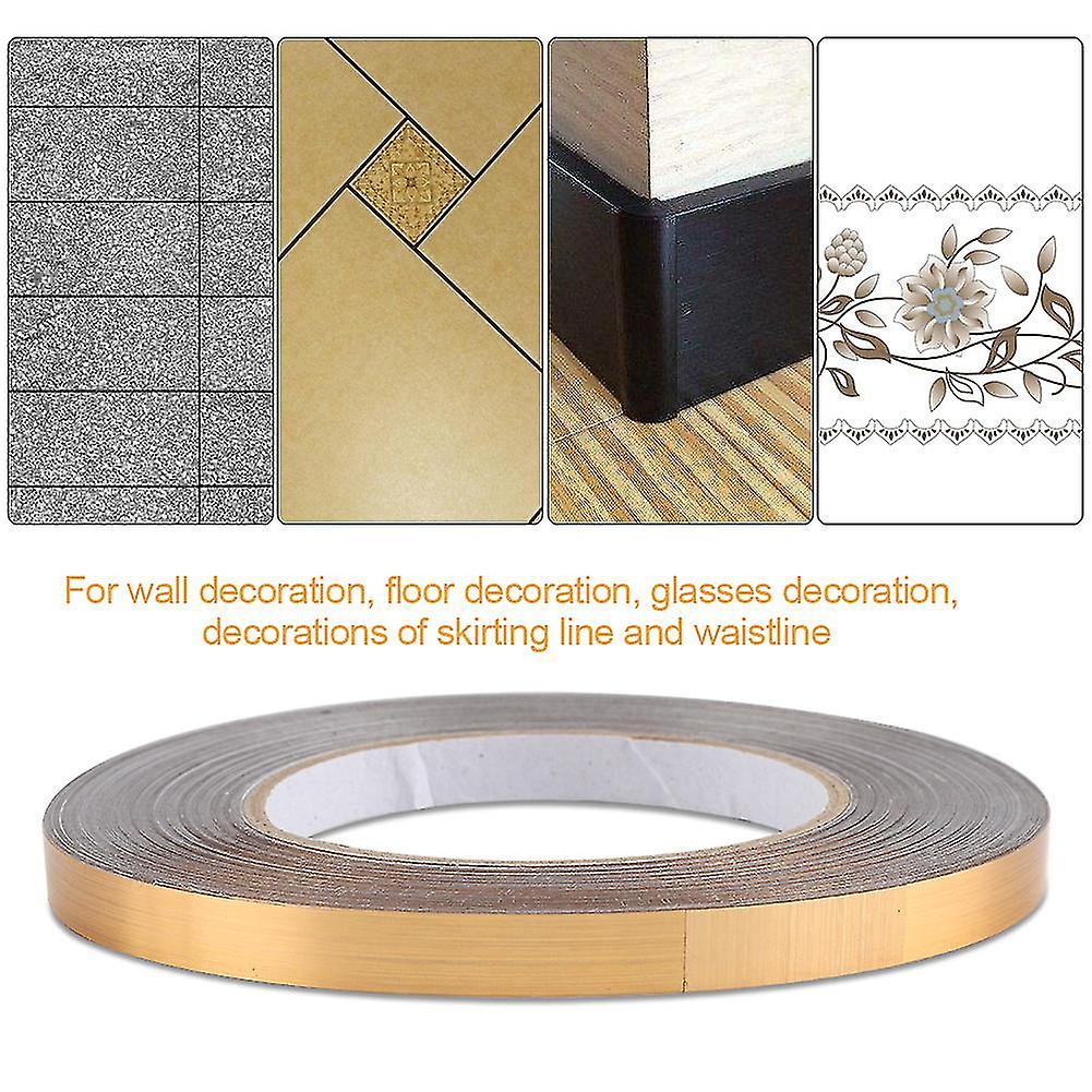 PET Room Floor Crevice Line Sticker Self Adhesive Ground Corner Tile Decor (1cm*50m Gold)