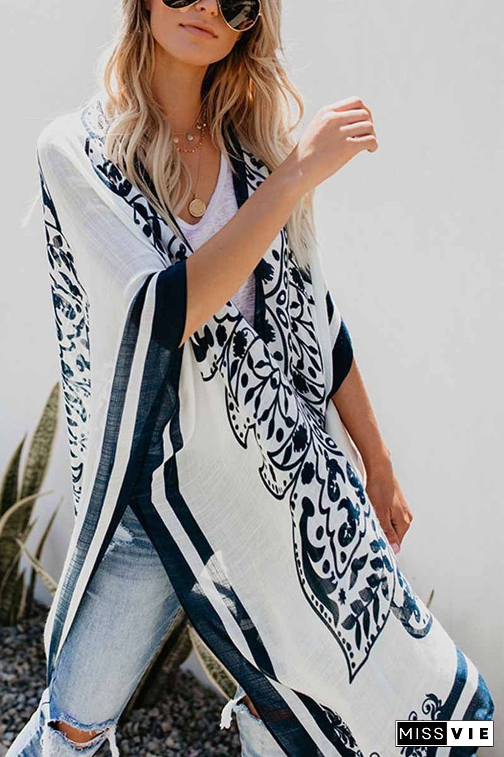 Casual Loose Printed Long Blouse