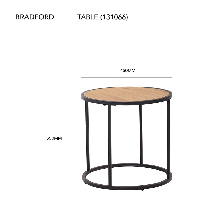 BRADFORD Side Table 45cm - Natural & Black