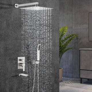 Maincraft Single Handle 1-Spray Tub and Shower Faucet 2.5 GPM with 12 in. Shower Head in Brushed Nickel (Valve Included) HHK-88016BN-12