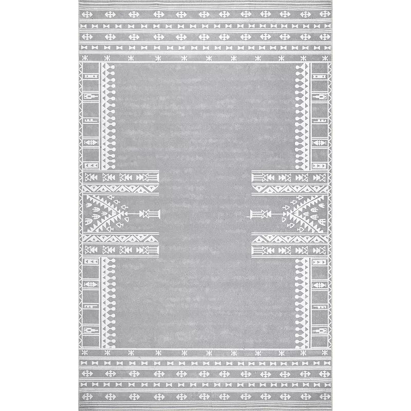 nuLOOM Joelle Machine Washable Tribal Geometric Border Area Rug