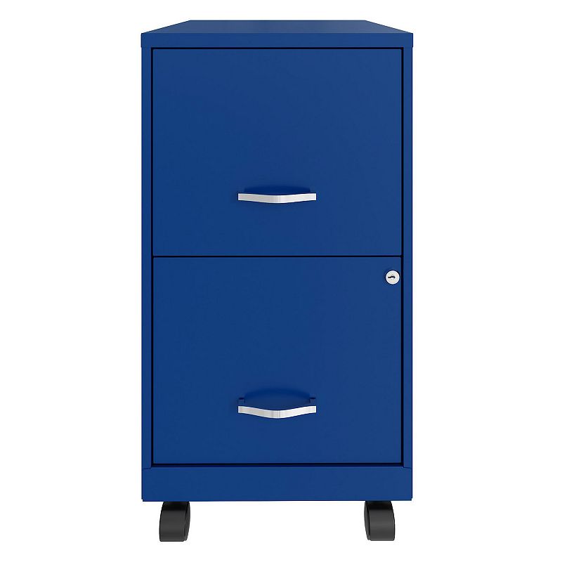 Space Solutions 18 Inch Wide 2 Drawer Mobile Organizer Cabinet for Office， Blue