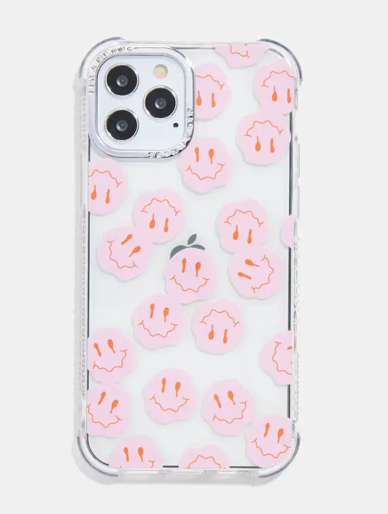 Pink Liquid Happy Face Shock iPhone Case