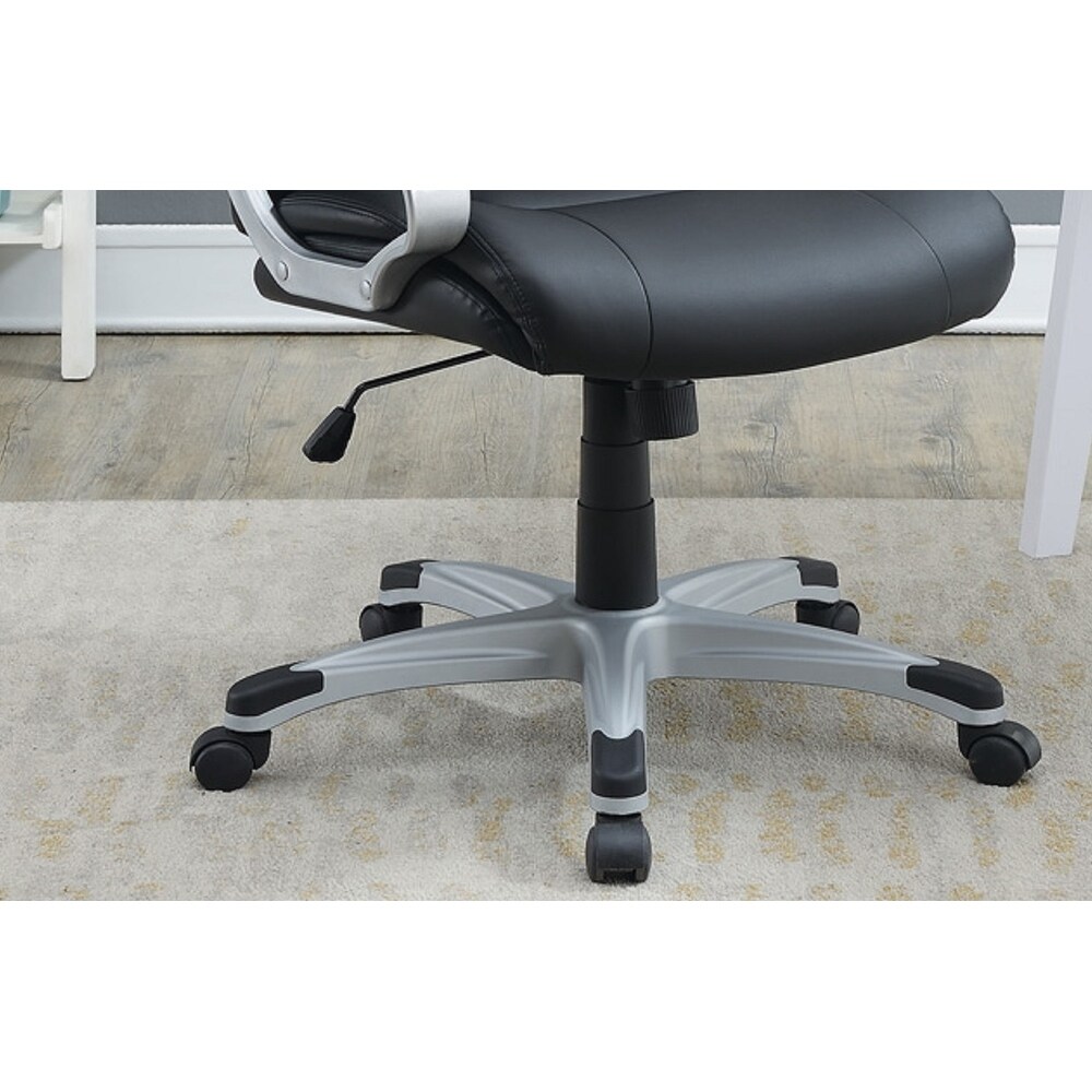 High Back Office Desk Chair  Ergonomic Executive Leather Chair with Lumbar Support Computer Task Chair with Armrest  Black