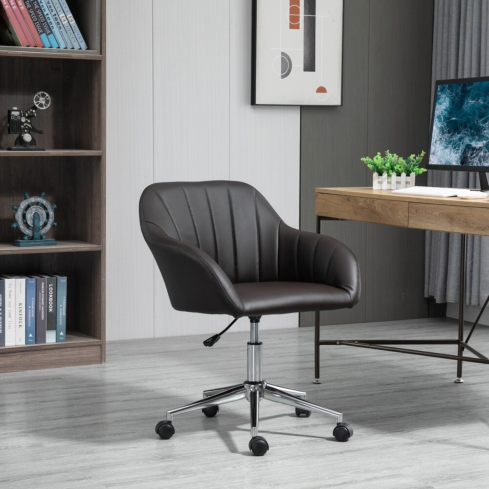 Vinsetto Mid Back Home Office Chair Computer Desk Chair with PU Leather  Adjustable Height  Swivel Wheels for Study  Bedroom