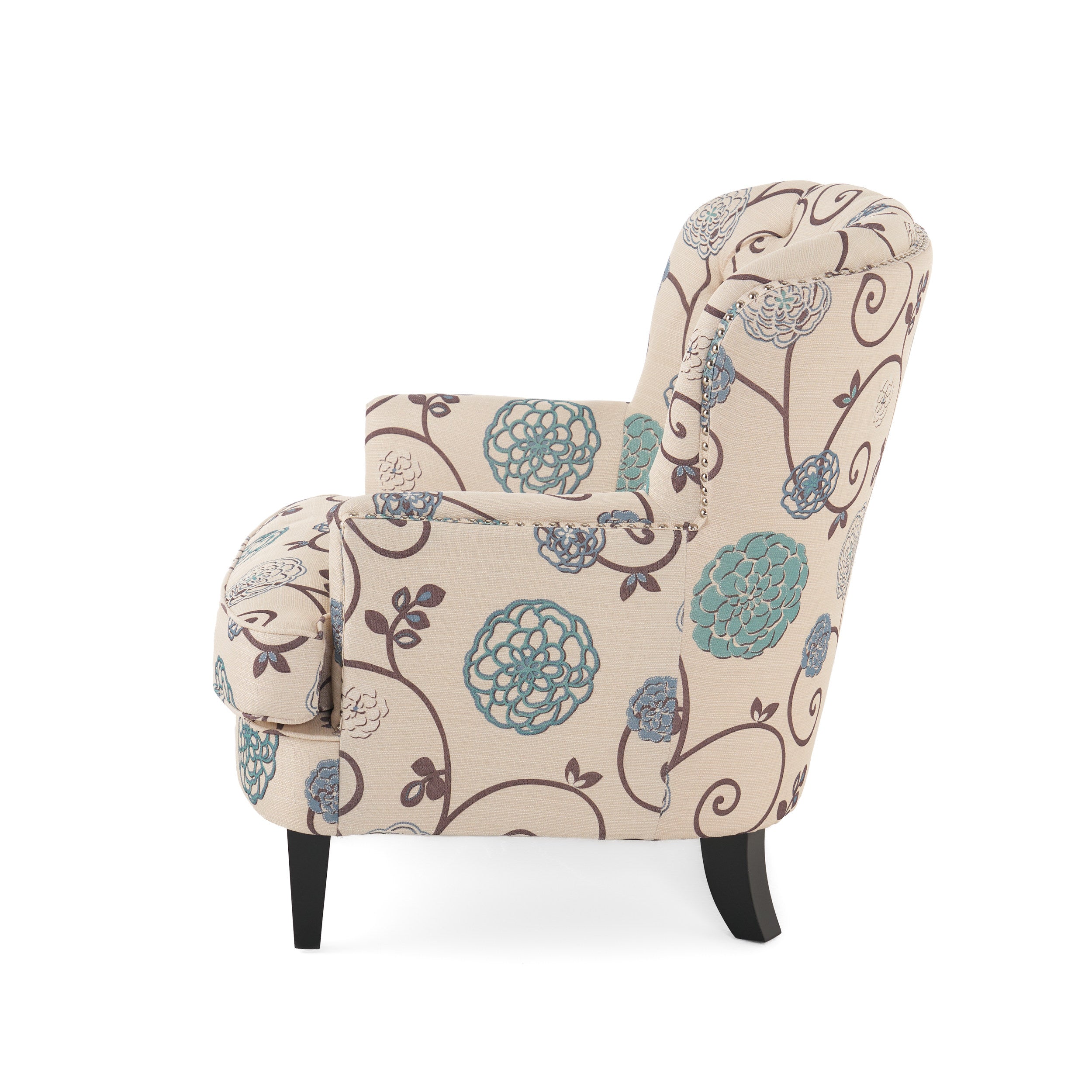 Alfred Button Tufted Fabric Club Chair