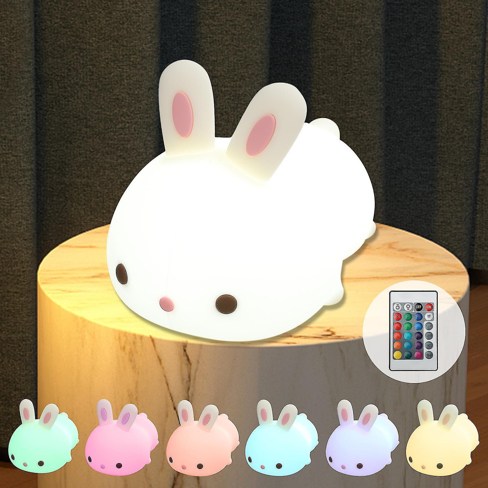 Children Baby Toy Gift Night Light Rabbit Silicone Lamp Decorations Led Touch Sensor Usb Rechargeable Night Light