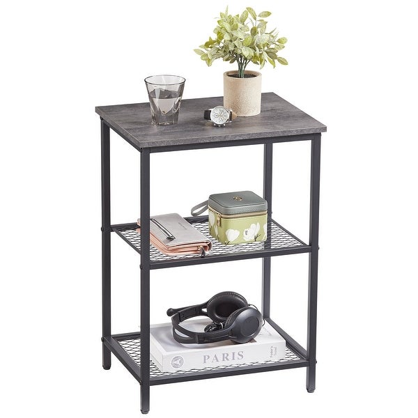 Modern Narrow Side Table with 3-tier Mesh Storage Shelves(1PCS/2PCS)