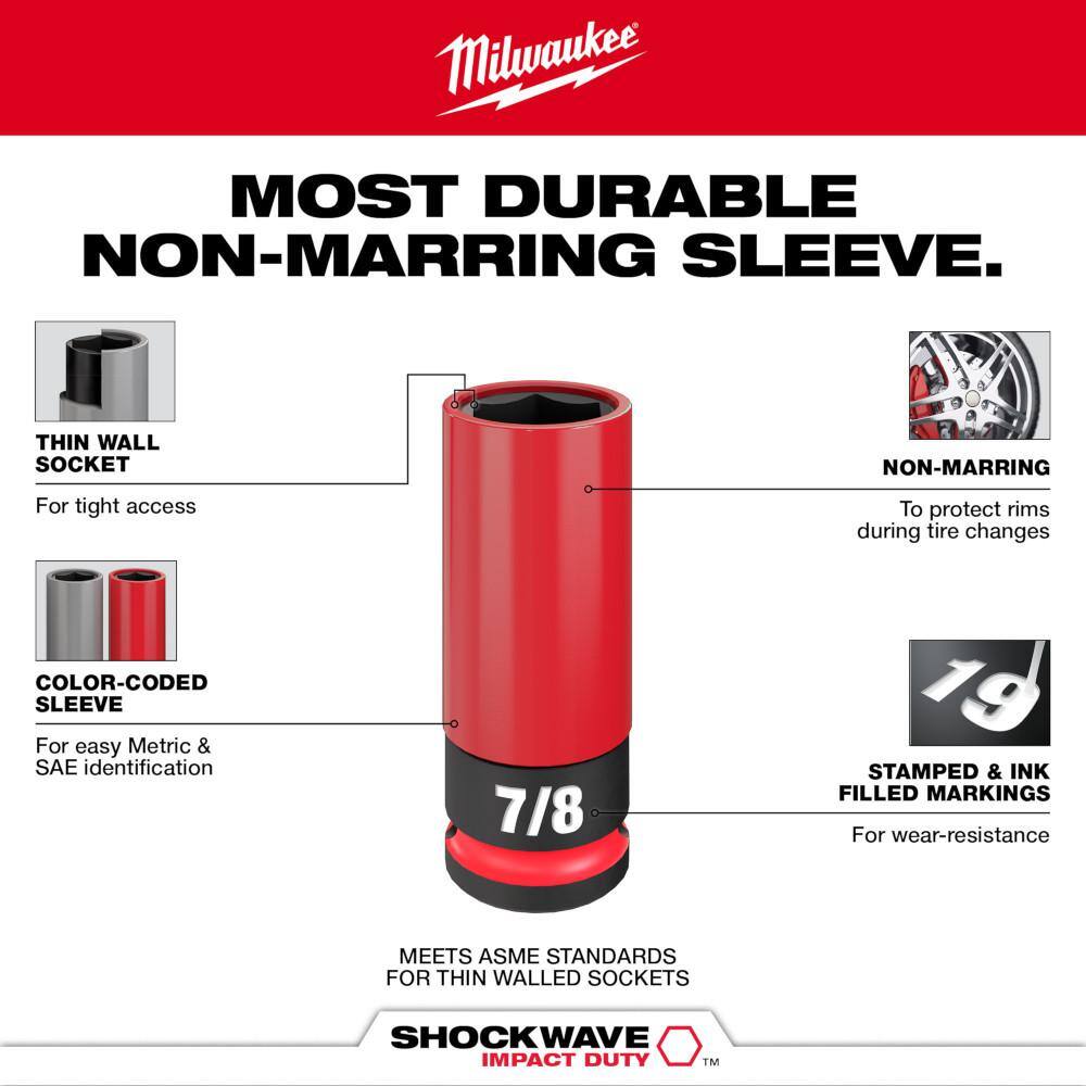 MW SHOCKWAVE Impact-Duty 12 in. Drive Deep SAE  Metric Lug Nut Impact Socket Set (9-Piece) 49-66-7832