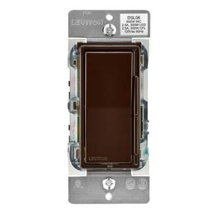 Leviton Decora 600-Watt Single-Pole3-Way Universal Rocker Slide Dimmer Brown R16-DSL06-1LB