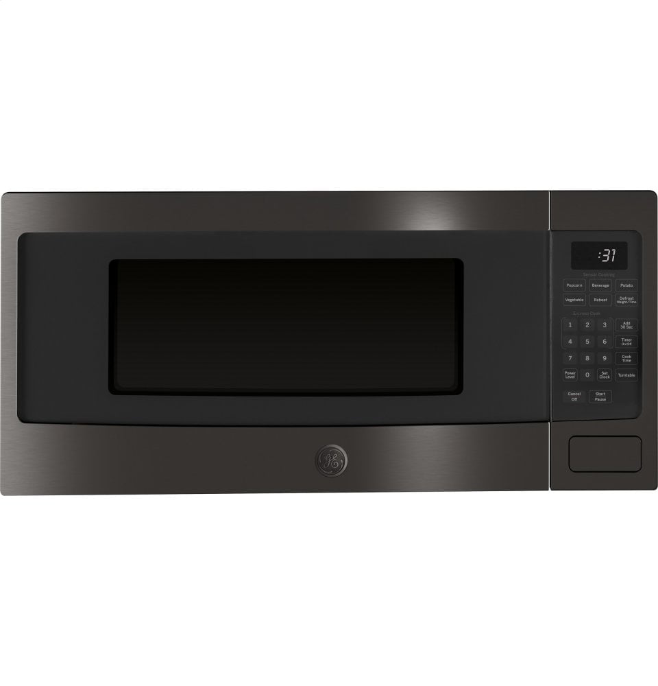 GE Appliances PEM31BMTS 24 Inch 1.1 cu. ft. Capacity Countertop Microwave Black Stainless Steel