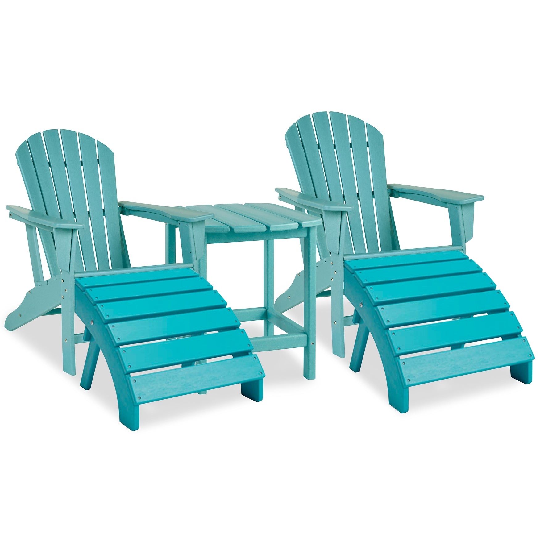 Sundown Treasure 2 Outdoor Adirondack Chairs and Ottomans with Side Table