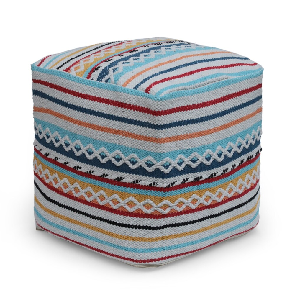 Hamler Boho Handcrafted Peruvian Print Cube Pouf by Christopher Knight Home