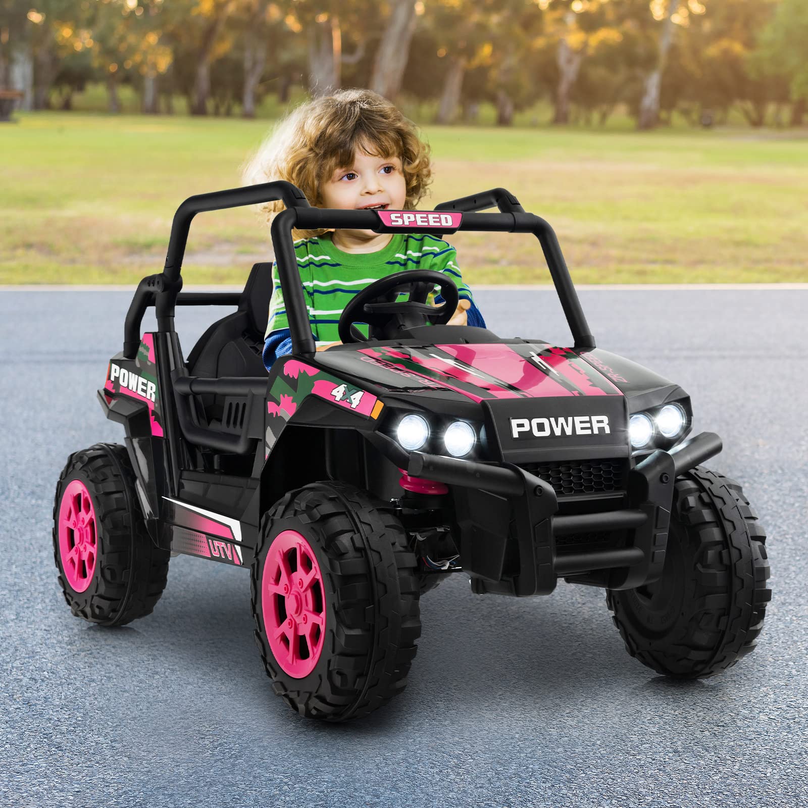 Costzon Ride on Car, 12V Kids UTV, Boys Girls Aged 3-8 Years, Ride on UTV