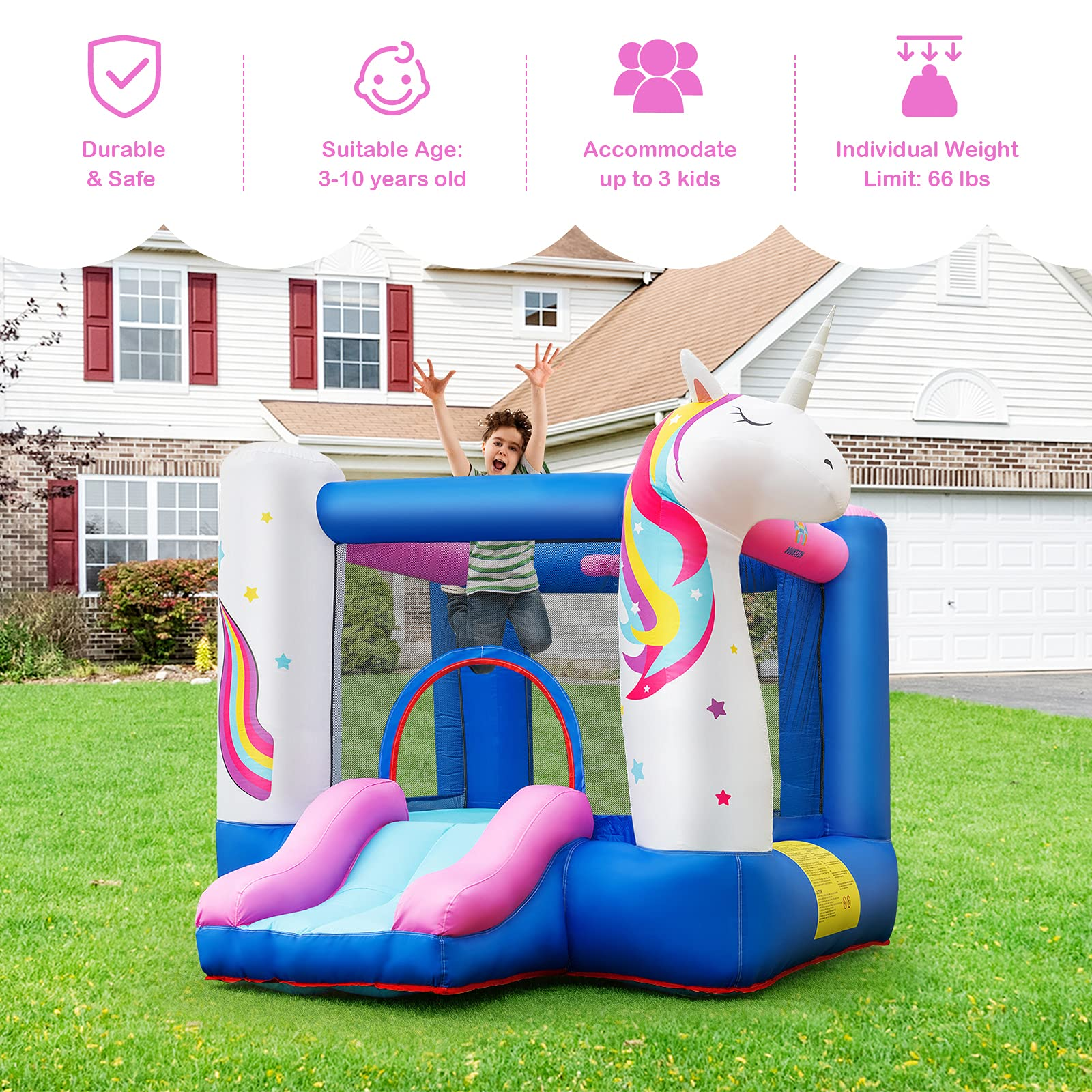 BOUNTECH Inflatable Bounce House, Kids Jump 'n Slide Bouncer w/Jumping Area