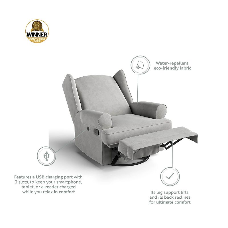 Storkcraft Serenity Wingback Upholstered Recliner Glider