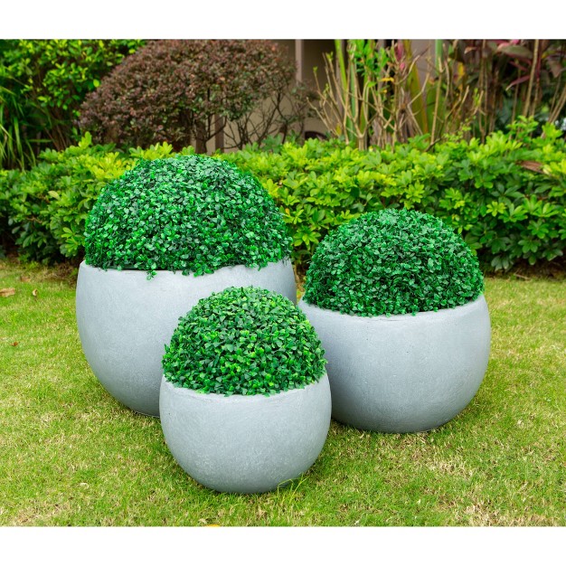 Kante Lightweight Concrete Outdoor Set Of 3 Planters Gray Rosemead Home amp Garden Inc