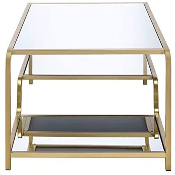 Coffee Table Glass End Table Side Table Living Room in Gold and Mirror