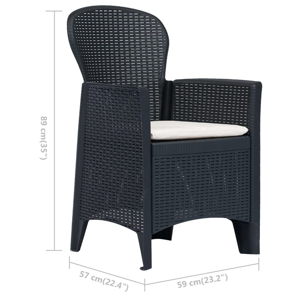 vidaXL Patio Chairs 2 Pcs Dining Single Chair with Cushion Plastic Rattan Look   23.2\