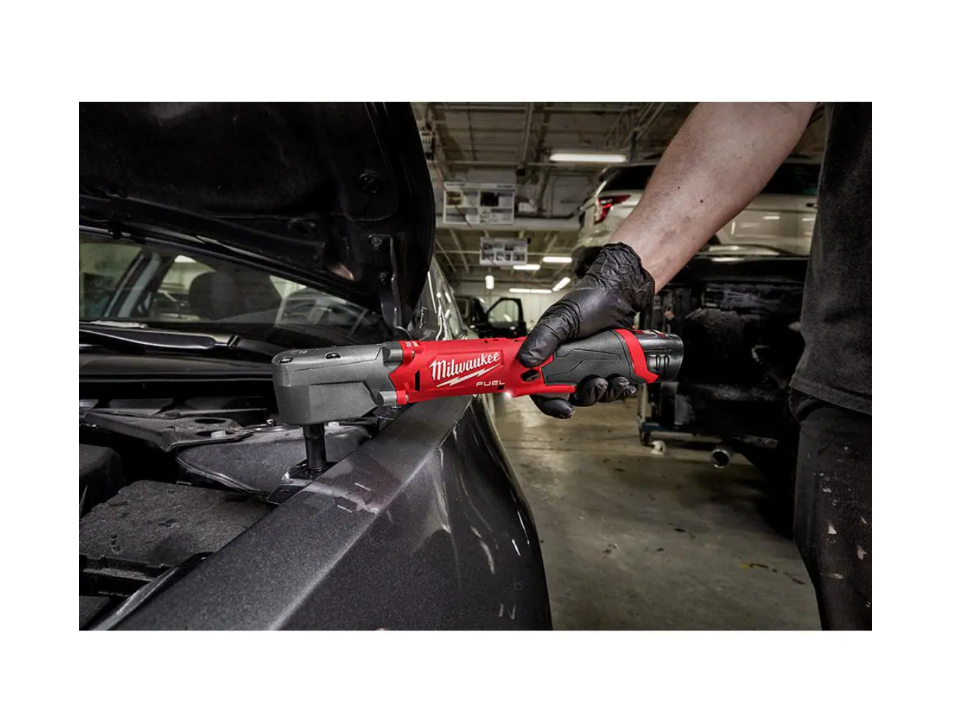 Milwaukee 2564-22 M12 FUEL 12V Lithium-Ion Brushless Cordless 3/8 in. Right Angle Impact Wrench Kit with Two 2.0 Ah Batteries