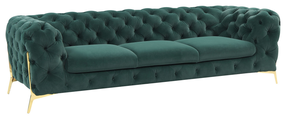 Divani Casa Quincey Transitional Emerald Green Velvet Sofa   Contemporary   Sofas   by Vig Furniture Inc.  Houzz