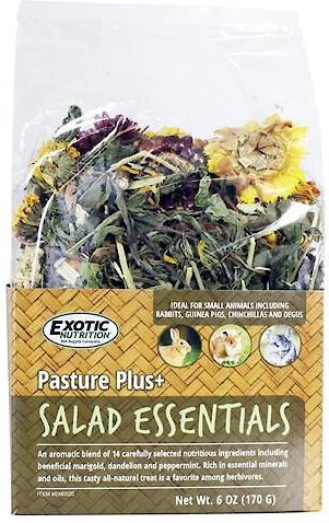 Exotic Nutrition Pasture Plus+ Salad Essentials Rabbit Treats， 6-oz box